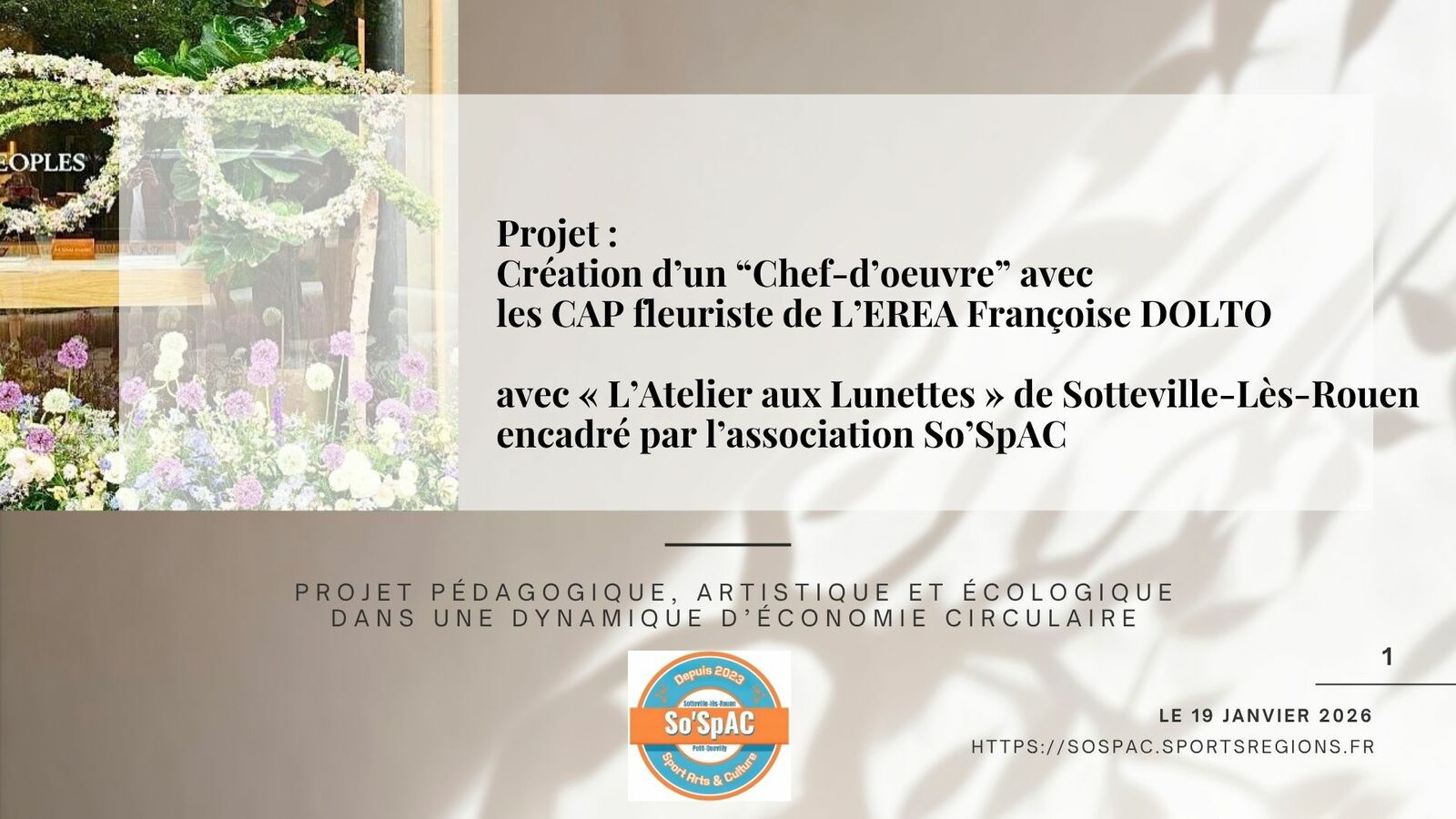 Lancement du projet "Chef-d'oeuvre" avec les CAP fleuriste de l'EREA F. Dolto